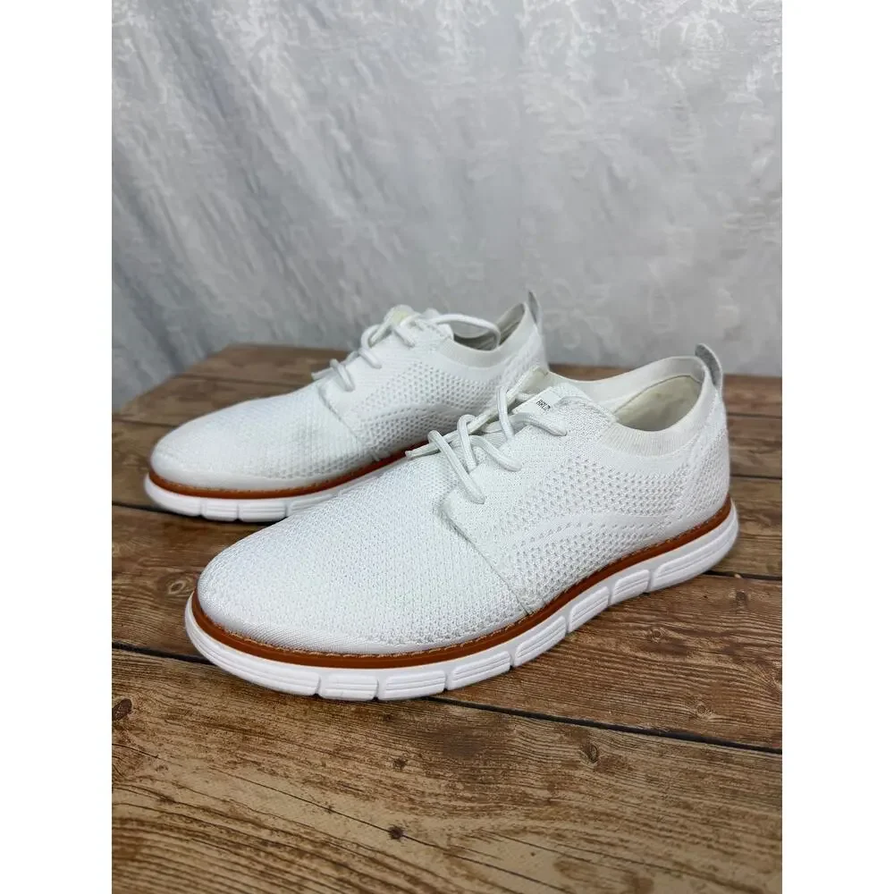 Bruno Marc Men’s White Knit Lace Up Casual Dress Sneakers Comfort Shoes Size 6